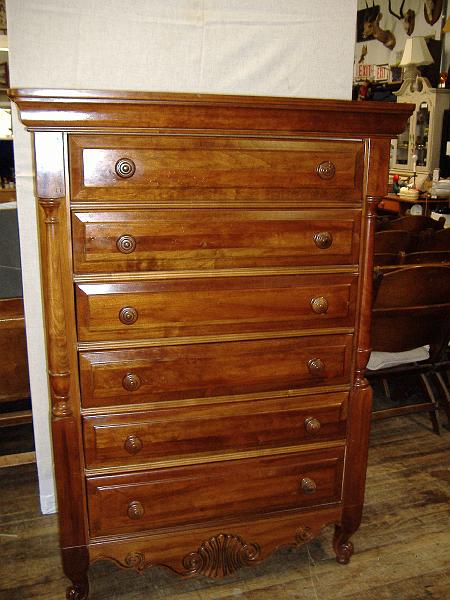 DSCF0810.JPG - Pulaski Furniture Company - Cherry Bedroom Set w/ Green Marble Tops - 2 Nightstands, Dresser w/ Mirror, Chest-of-Drawers, King Sized Headboard and Footboard