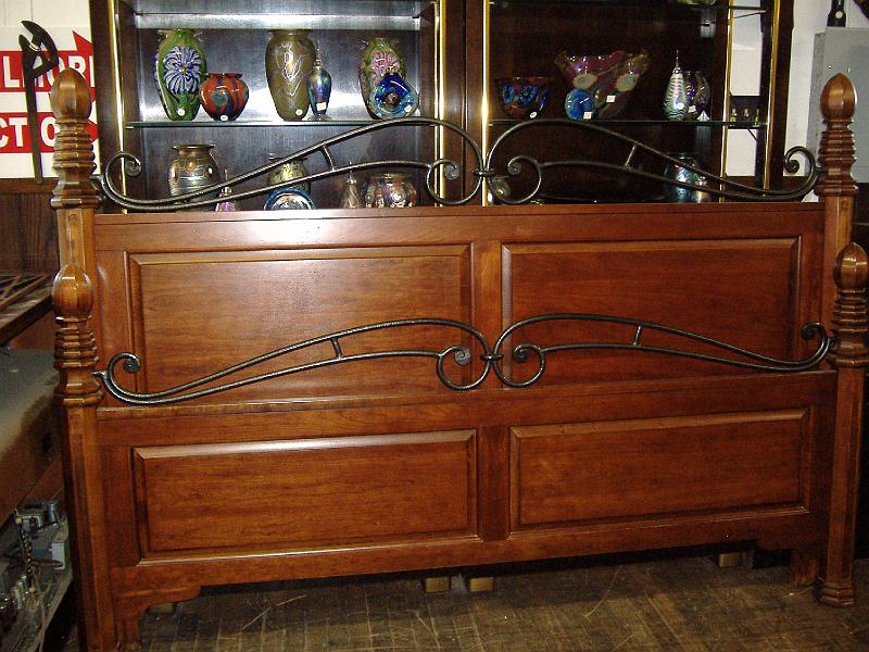 DSCF0816.JPG - Pulaski Furniture Company - Cherry Bedroom Set w/ Green Marble Tops - 2 Nightstands, Dresser w/ Mirror, Chest-of-Drawers, King Sized Headboard and Footboard