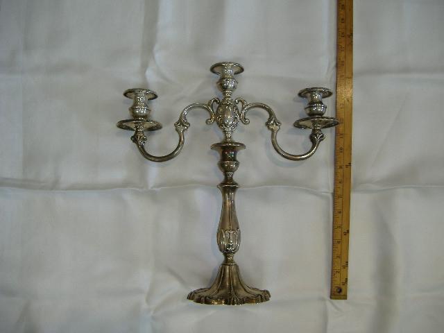 DSCF0486.JPG - Pair of 2 piece Sterling Candleabras - Rochambeau - Approx. 16" in height